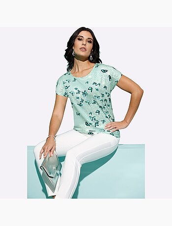 T-shirt à Encolure Ronde Avec Viscose (ecovero) - Taille Standard - helline