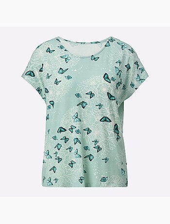 T-shirt à Encolure Ronde Avec Viscose (ecovero) - Taille Standard - helline