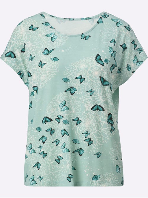 T-shirt à Encolure Ronde Avec Viscose (ecovero) - Taille Standard - helline - Kiabi