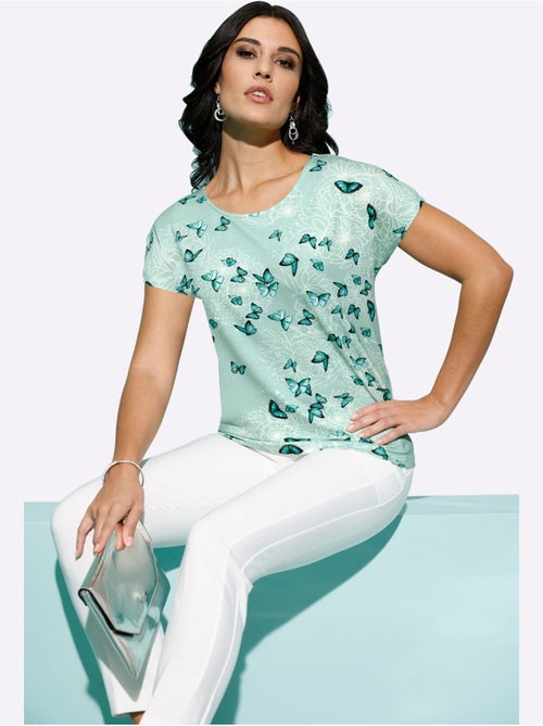 T-shirt à Encolure Ronde Avec Viscose (ecovero) - Taille Standard - helline - Kiabi