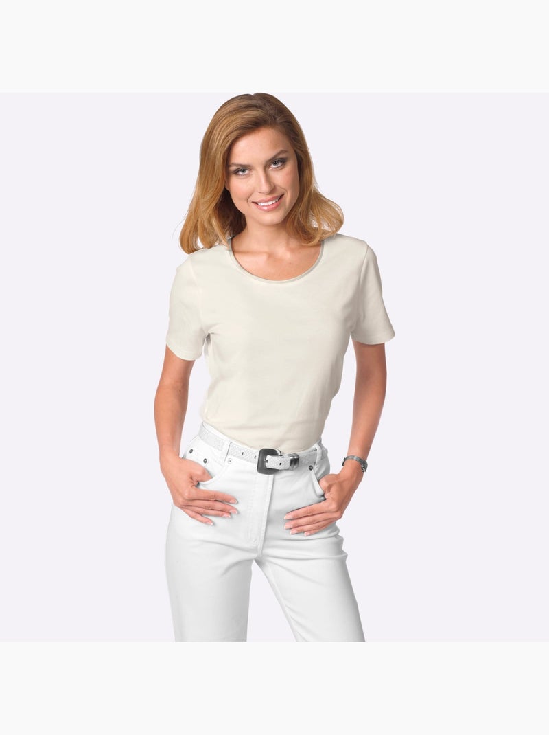 T-shirt à Encolure Ronde Confortable à Porter - Taille Standard - Witt Ecru - Kiabi