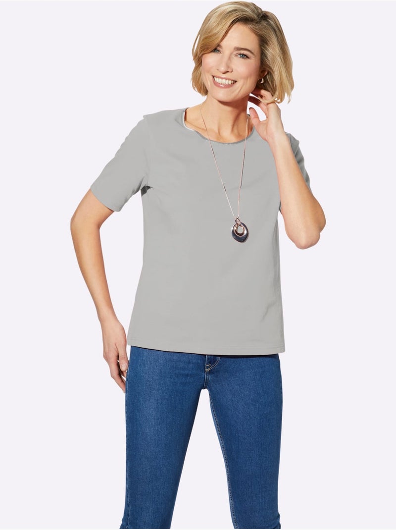 T-shirt à Encolure Ronde Confortable à Porter - Taille Standard - Witt Gris - Kiabi