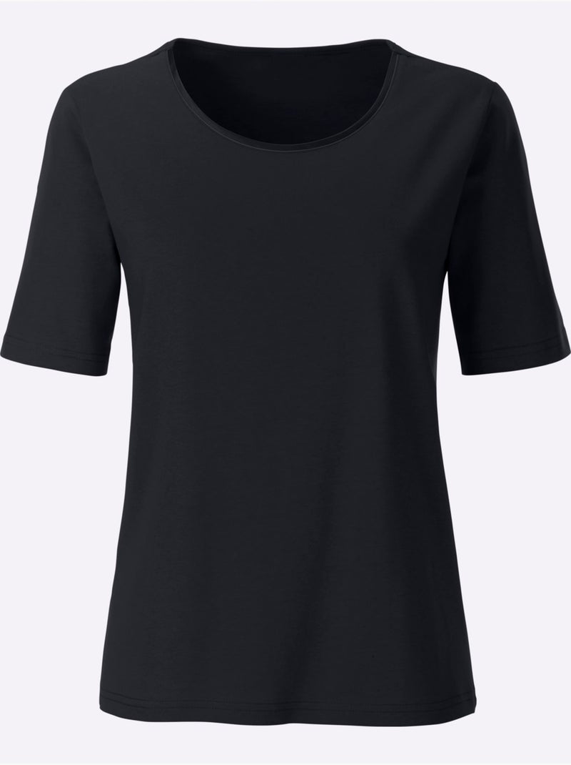 T-shirt à Encolure Ronde Confortable à Porter - Taille Standard - Witt Noir - Kiabi