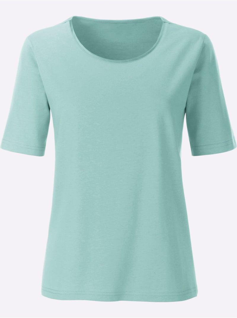 T-shirt à Encolure Ronde Confortable à Porter - Taille Standard - Witt Vert - Kiabi