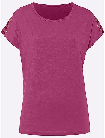 T-shirt à Encolure Ronde Couleurs Faciles à Assortir - Taille Standard - Moda Vilona