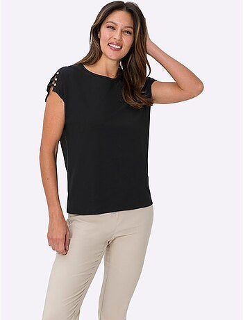 T-shirt à Encolure Ronde Couleurs Faciles à Assortir - Taille Standard - Moda Vilona
