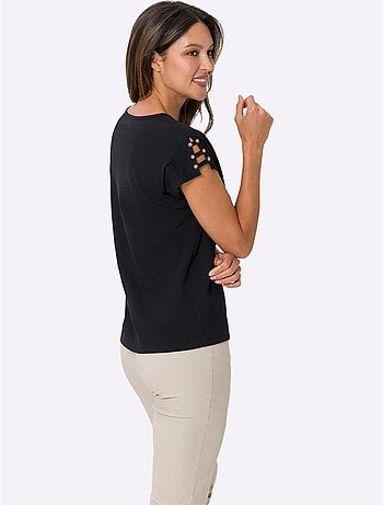 T-shirt à Encolure Ronde Couleurs Faciles à Assortir - Taille Standard - Moda Vilona