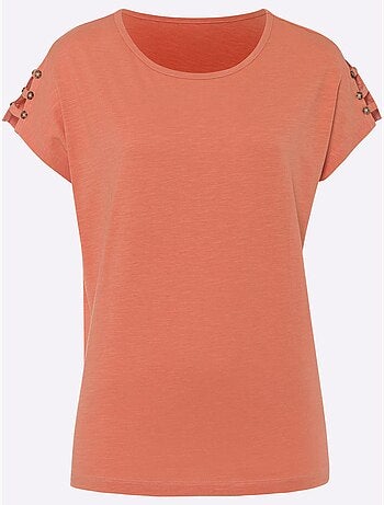 T-shirt à Encolure Ronde Couleurs Faciles à Assortir - Taille Standard - Moda Vilona