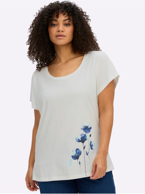 T-shirt à Encolure Ronde Coupe Confortable - Taille Standard - Sheego - Kiabi