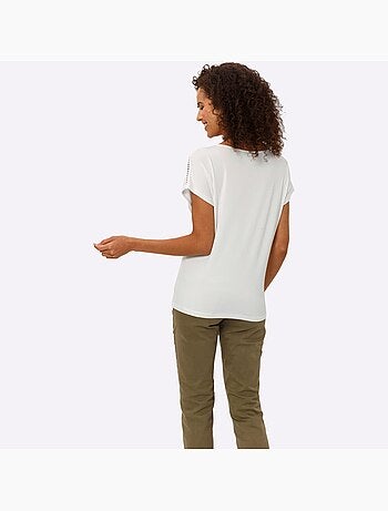 T-shirt à Encolure Ronde Dentelle Ajourée - Taille Standard - helline