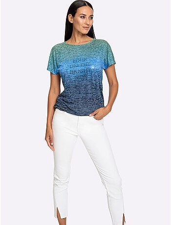 T-shirt à Encolure Ronde Effet Vaporeux Chic - Taille Standard - Helline