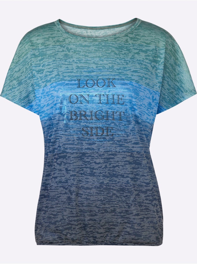 T-shirt à Encolure Ronde Effet Vaporeux Chic - Taille Standard - Helline Bleu marine - Kiabi