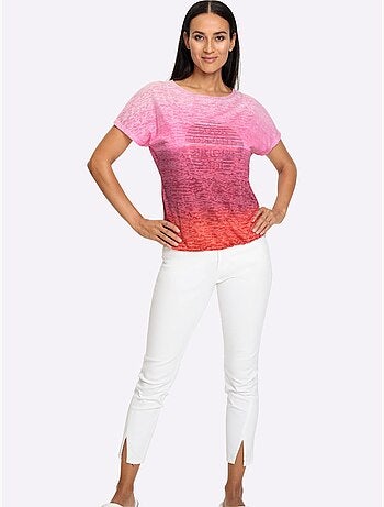 T-shirt à Encolure Ronde Effet Vaporeux Chic - Taille Standard - Helline