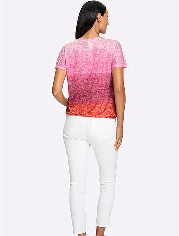 T-shirt à Encolure Ronde Effet Vaporeux Chic - Taille Standard - Helline