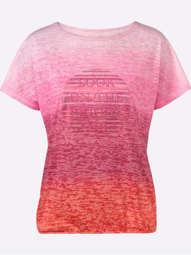 T-shirt à Encolure Ronde Effet Vaporeux Chic - Taille Standard - Helline Rouge - Kiabi