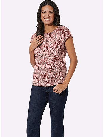 T-shirt à Encolure Ronde élégant Imprimé Paisley - Taille Standard - Moda Vilona