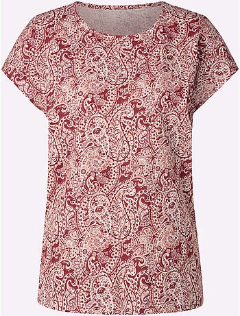 T-shirt à Encolure Ronde élégant Imprimé Paisley - Taille Standard - Moda Vilona