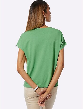T-shirt à Encolure Ronde Empiècements Transparents - Taille Standard - Helline