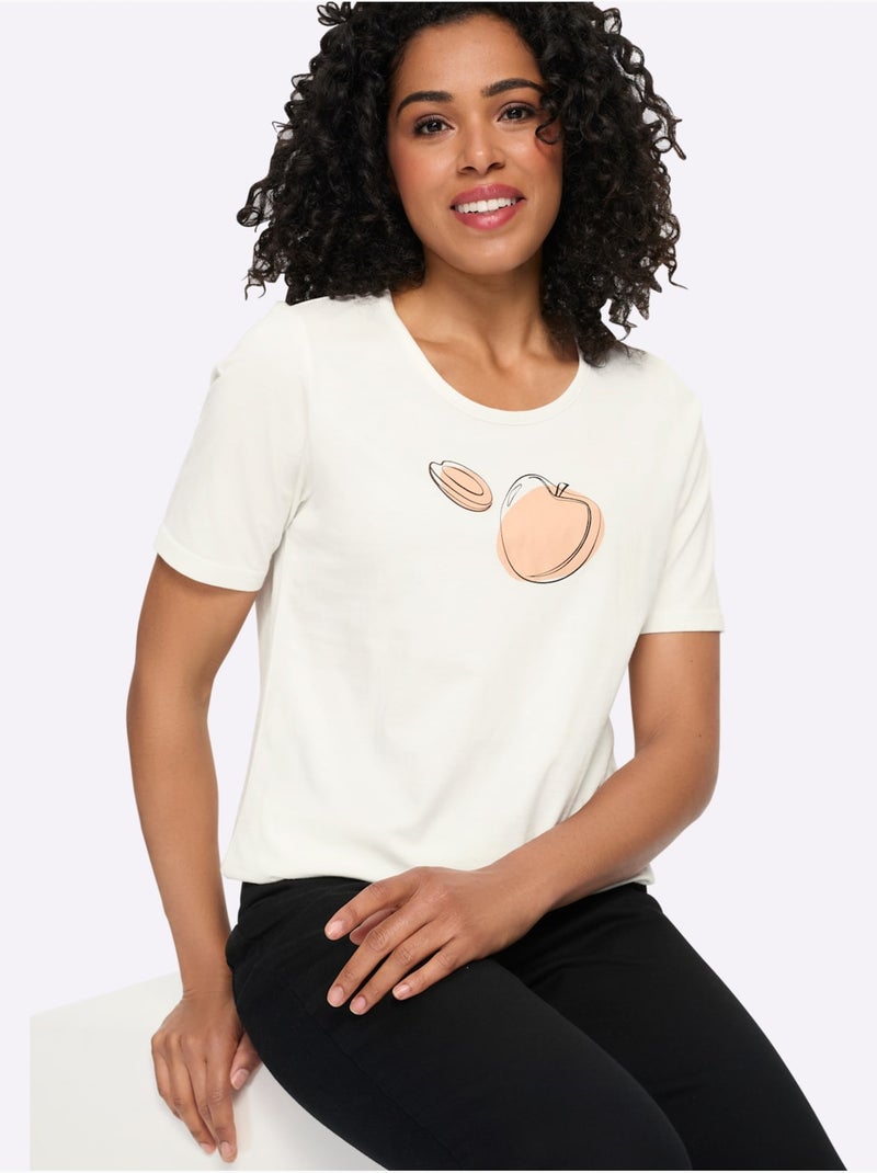 T-shirt à encolure ronde  en 2 coloris - taille standard - moda vilona Abricot - Kiabi
