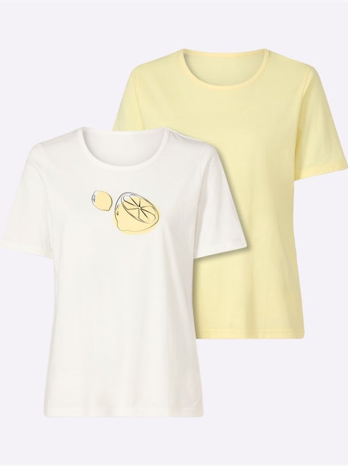 T-shirt à encolure ronde en 2 coloris - taille standard - moda vilona - Kiabi T-shirt à encolure ronde en 2 coloris - taille standard - moda vilona - Kiabi