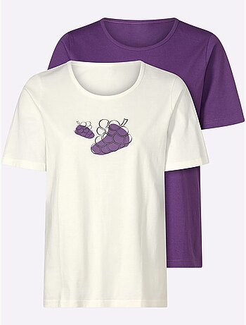 T-shirt à encolure ronde en 2 coloris - taille standard - moda vilona