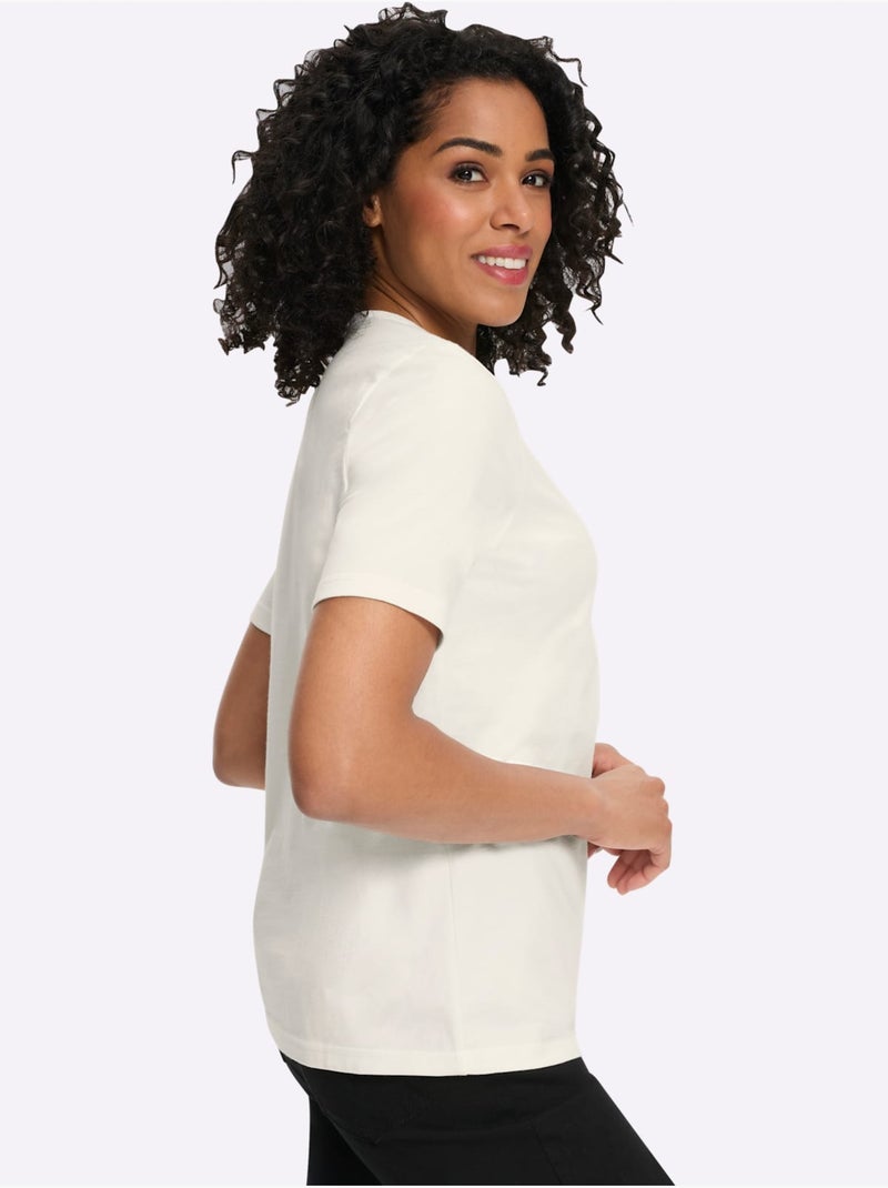 T-shirt à encolure ronde  en 2 coloris - taille standard - moda vilona Violet - Kiabi