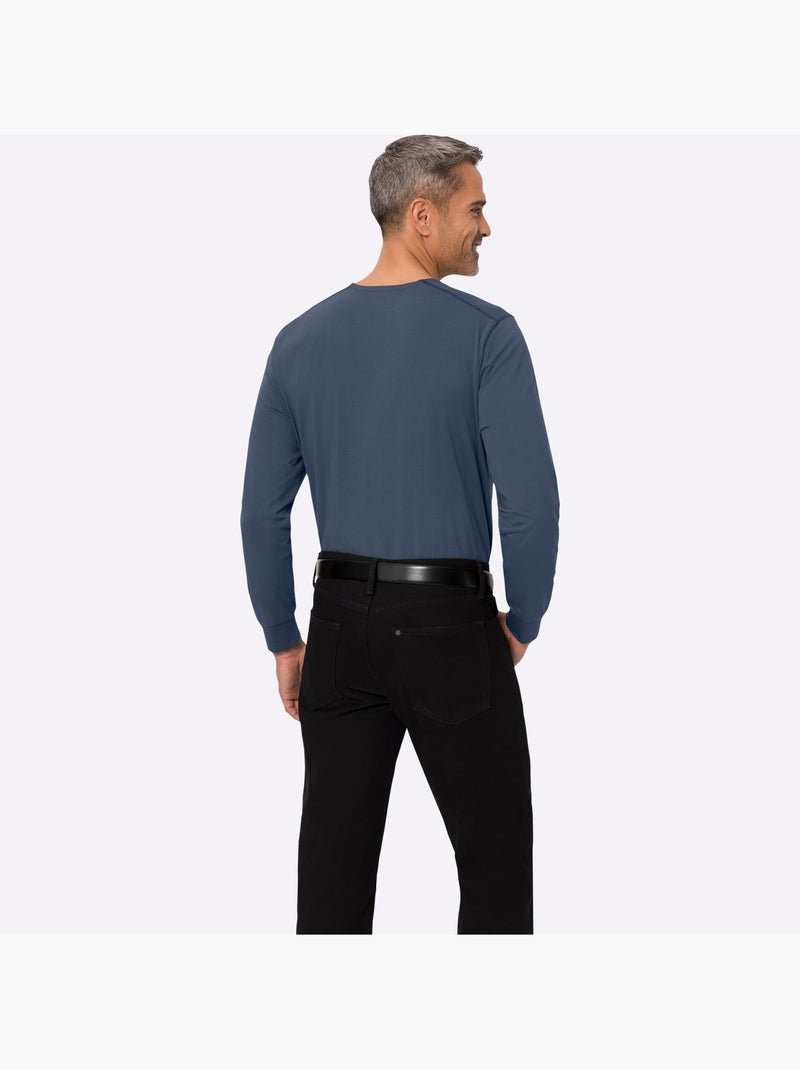 T-shirt à encolure ronde épaulettes devant - taille standard - moda vilona Bleu gris - Kiabi