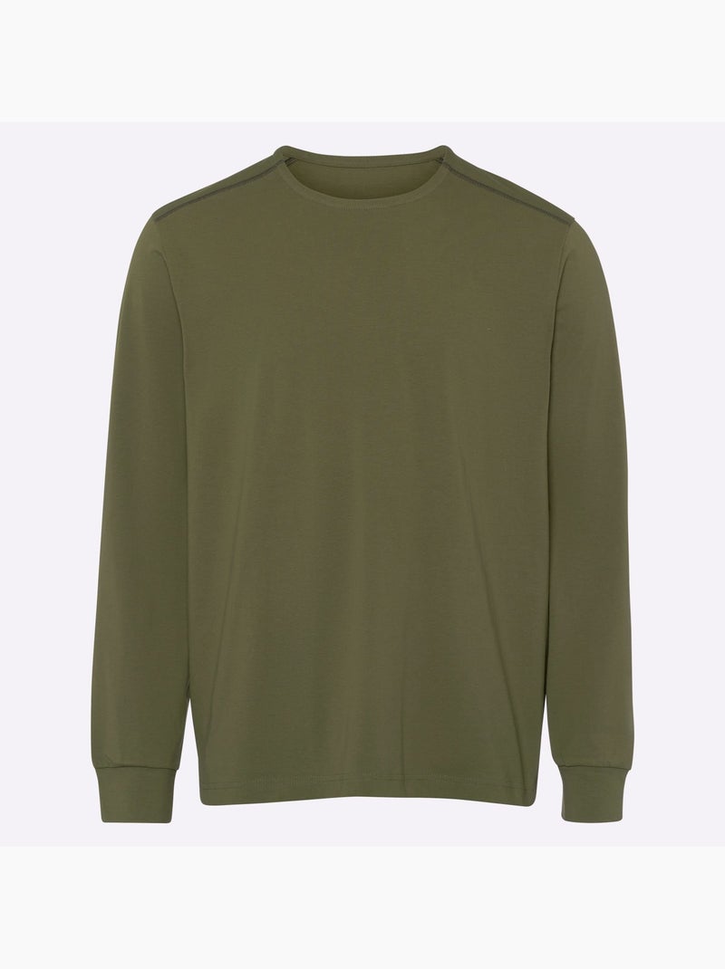 T-shirt à encolure ronde épaulettes devant - taille standard - moda vilona Vert olive - Kiabi