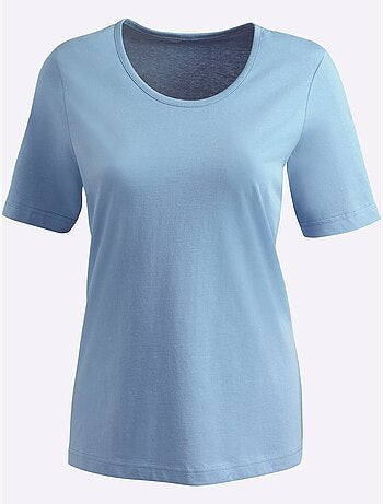 T-shirt à encolure ronde et manches courtes uni - taille standard - moda vilona
