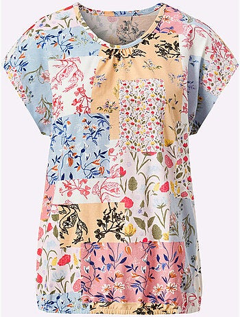 T-shirt à Encolure Ronde Fronce Légère à L'encolure - Taille Standard - Moda Vilona