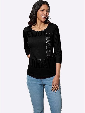 T-shirt à Encolure Ronde Imprimé Brillant - Taille Standard - Moda Vilona