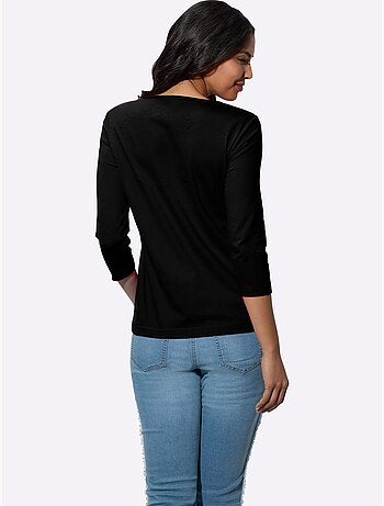 T-shirt à Encolure Ronde Imprimé Brillant - Taille Standard - Moda Vilona