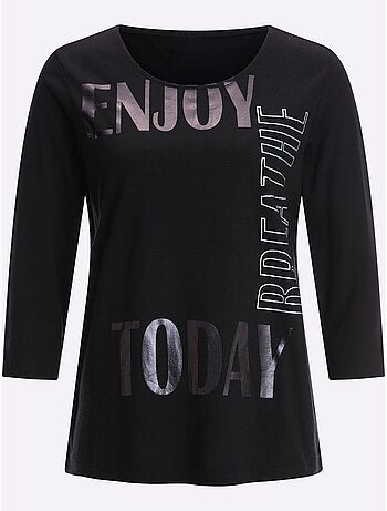 T-shirt à Encolure Ronde Imprimé Brillant - Taille Standard - Moda Vilona