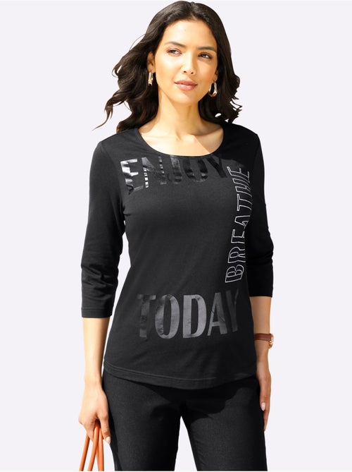 T-shirt à Encolure Ronde Imprimé Brillant - Taille Standard - Moda Vilona - Kiabi