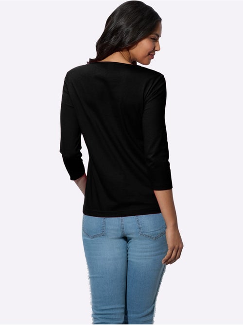 T-shirt à Encolure Ronde Imprimé Brillant - Taille Standard - Moda Vilona - Kiabi