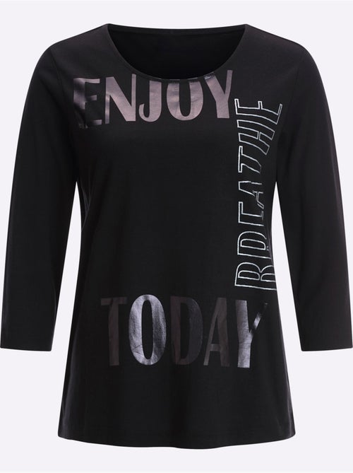 T-shirt à Encolure Ronde Imprimé Brillant - Taille Standard - Moda Vilona - Kiabi