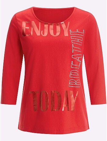 T-shirt à Encolure Ronde Imprimé Brillant - Taille Standard - Moda Vilona