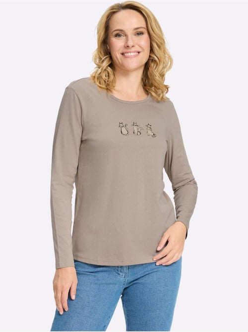 T-shirt à Encolure Ronde Imprimé Chats - Taille Standard - Moda Vilona - Kiabi T-shirt à Encolure Ronde Imprimé Chats - Taille Standard - Moda Vilona - Kiabi