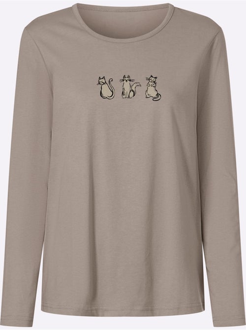 T-shirt à Encolure Ronde Imprimé Chats - Taille Standard - Moda Vilona - Kiabi T-shirt à Encolure Ronde Imprimé Chats - Taille Standard - Moda Vilona - Kiabi