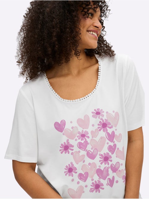 T-shirt à Encolure Ronde Imprimé Cœur Fantaisie - Taille Standard - Sheego - Kiabi