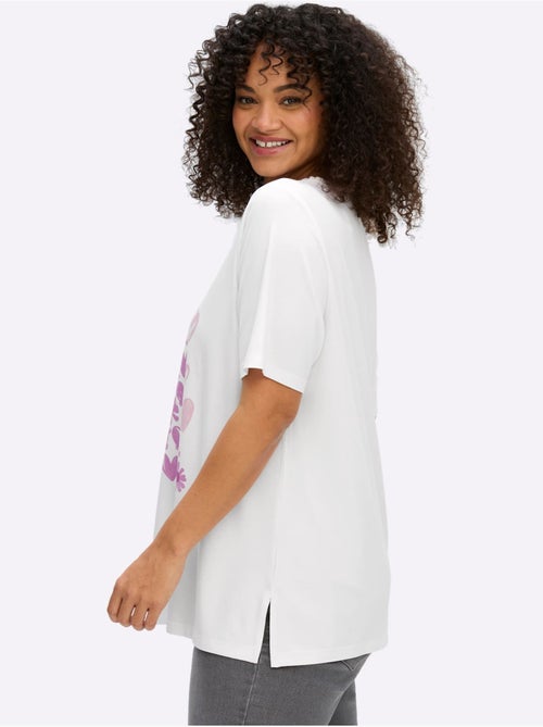 T-shirt à Encolure Ronde Imprimé Cœur Fantaisie - Taille Standard - Sheego - Kiabi