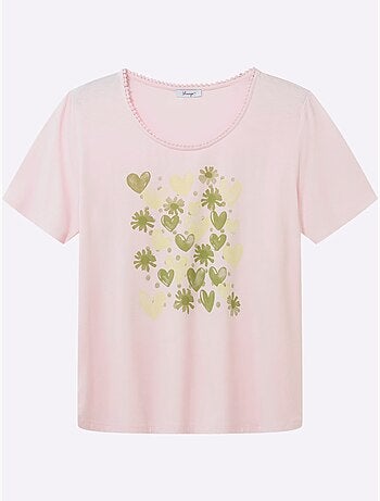 T-shirt à Encolure Ronde Imprimé Cœur Fantaisie - Taille Standard - Sheego