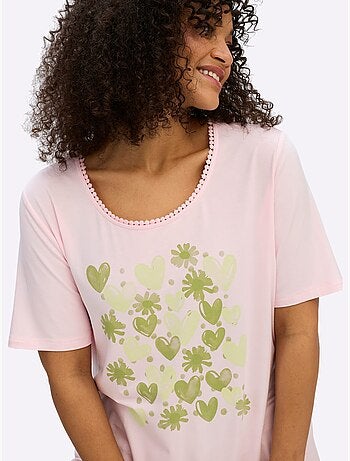 T-shirt à Encolure Ronde Imprimé Cœur Fantaisie - Taille Standard - Sheego