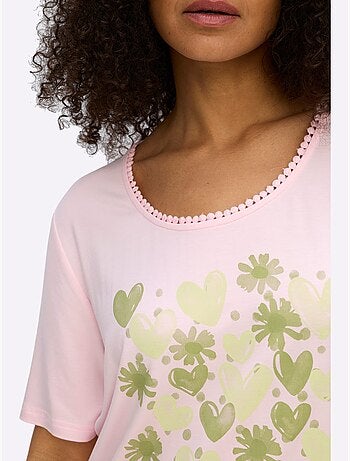 T-shirt à Encolure Ronde Imprimé Cœur Fantaisie - Taille Standard - Sheego