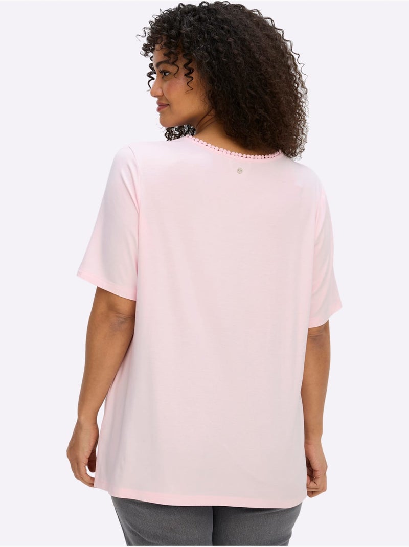 T-shirt à Encolure Ronde Imprimé Cœur Fantaisie - Taille Standard - Sheego Vert/Rose - Kiabi