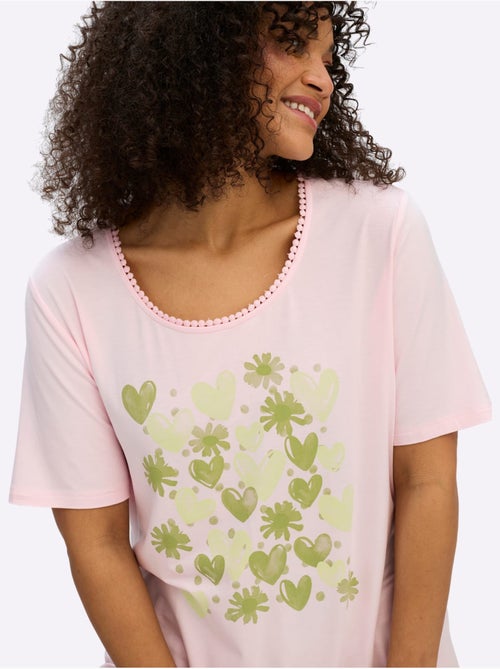 T-shirt à Encolure Ronde Imprimé Cœur Fantaisie - Taille Standard - Sheego - Kiabi
