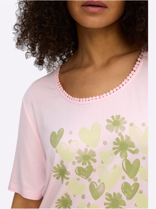 T-shirt à Encolure Ronde Imprimé Cœur Fantaisie - Taille Standard - Sheego - Kiabi