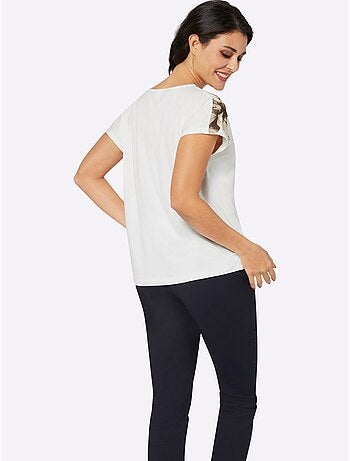T-shirt à encolure ronde imprimé floral - taille standard - helline