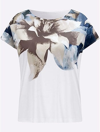 T-shirt à encolure ronde imprimé floral - taille standard - helline