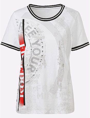 T-shirt à Encolure Ronde Imprimé Tendance - Taille Standard - Helline
